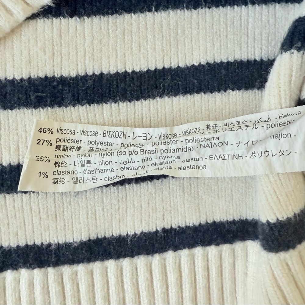 Zara Girls Sweater Top Longsleeve Striped Knit White Navy Casual Size 11-12 - Picture 3 of 3